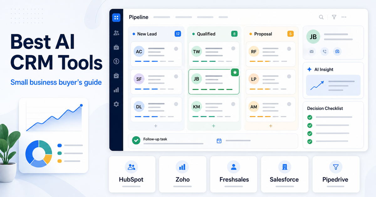 Best AI CRM tools for small business buyer guide with CRM pipeline dashboard AI insight and decision checklist